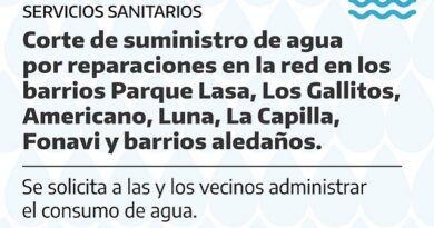 Servicios Sanitarios: corte de suministro por reparaciones en la red